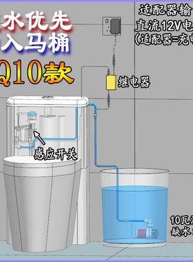 净水器废水回收利用装置冲马桶二次阀补水机器纯储水桶箱坐便家用