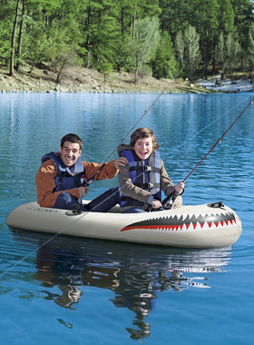 户外皮划艇冲气皮船可折叠钓鱼船水上泳池漂浮小船小皮船充气划船