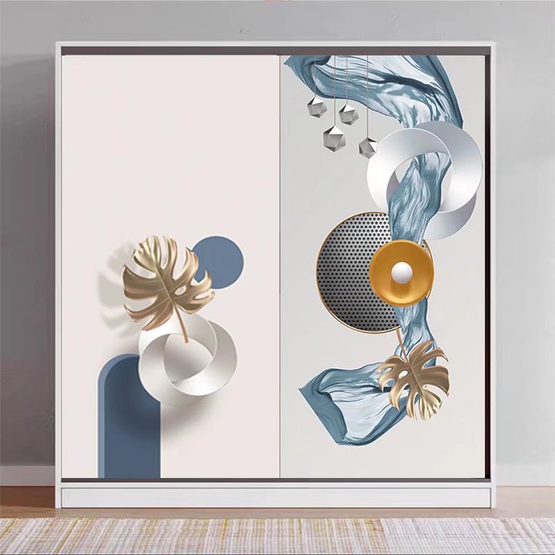 北欧轻奢几何门贴纸整张自粘墙贴壁画创意抽象卫生间玻璃房门衣柜