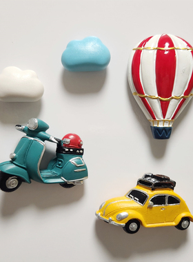 卡通3D立体交通工具汽车摩托车冰箱贴磁贴 家居装饰冰箱门磁力贴
