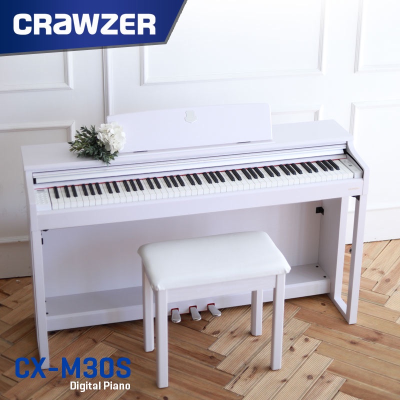 CRAWZER克拉乌泽电钢琴CX-M30S智能电钢琴88键重锤数码钢琴白色款