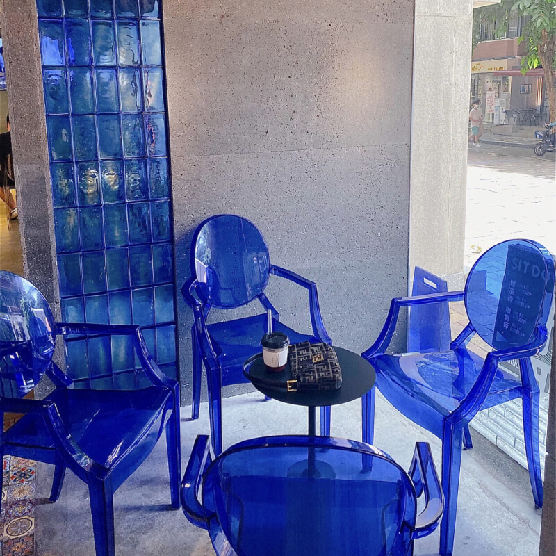 网红透明亚克力现代简约水晶咖啡厅餐椅酒店会所客厅梳妆幽灵椅子