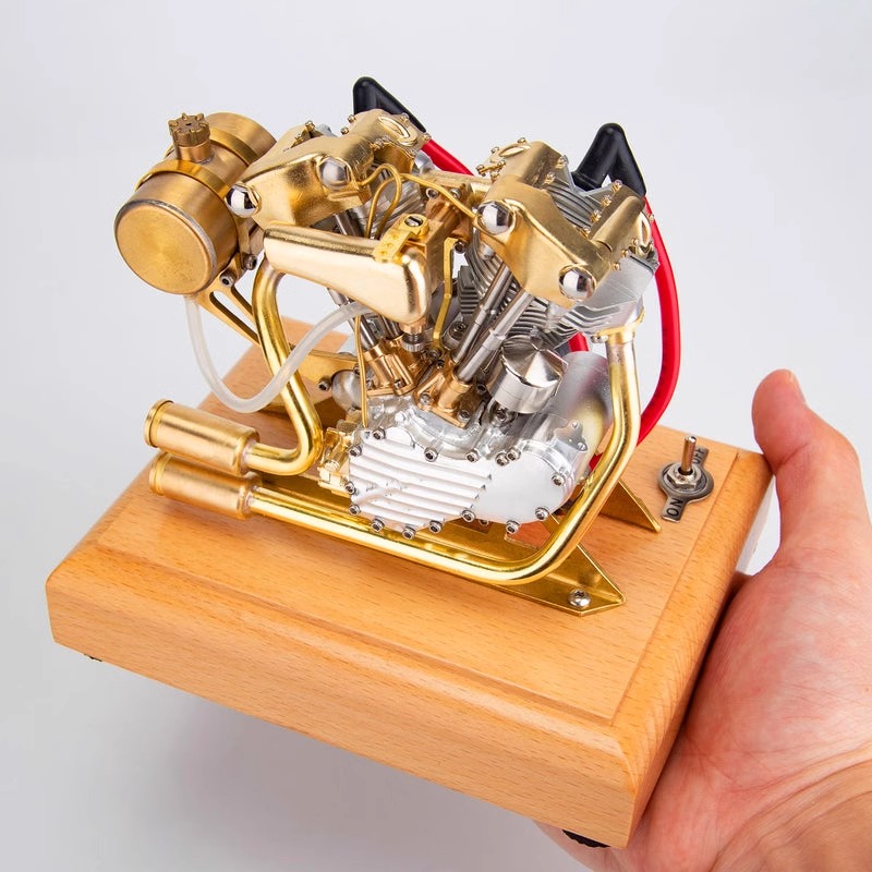 哈雷摩托车发动机可发动模型不锈钢金属迷你微型引擎燃油启动玩具