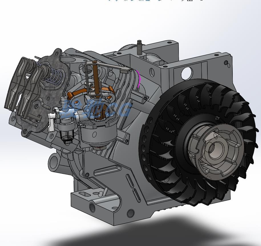 单缸四冲程双气门发动机3d模型机械设计制造及自动化工业图纸