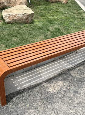 户外不锈钢塑木公园椅长条凳商场连排座椅尺寸颜色可选