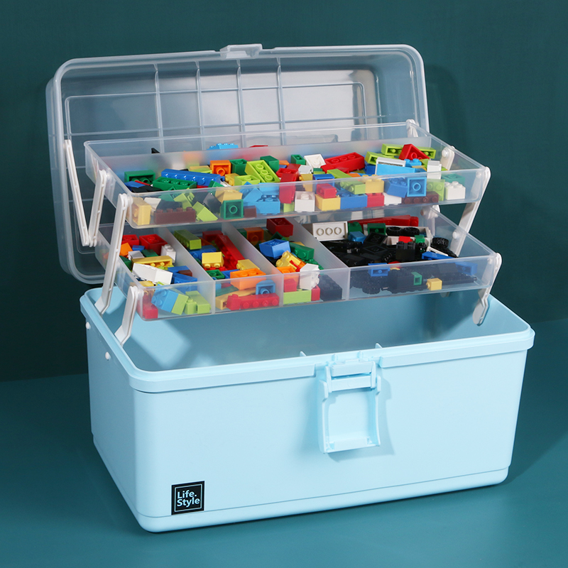 乐高积木收纳盒分格透明手提盒子装玩具小颗粒零件分类储物整理箱