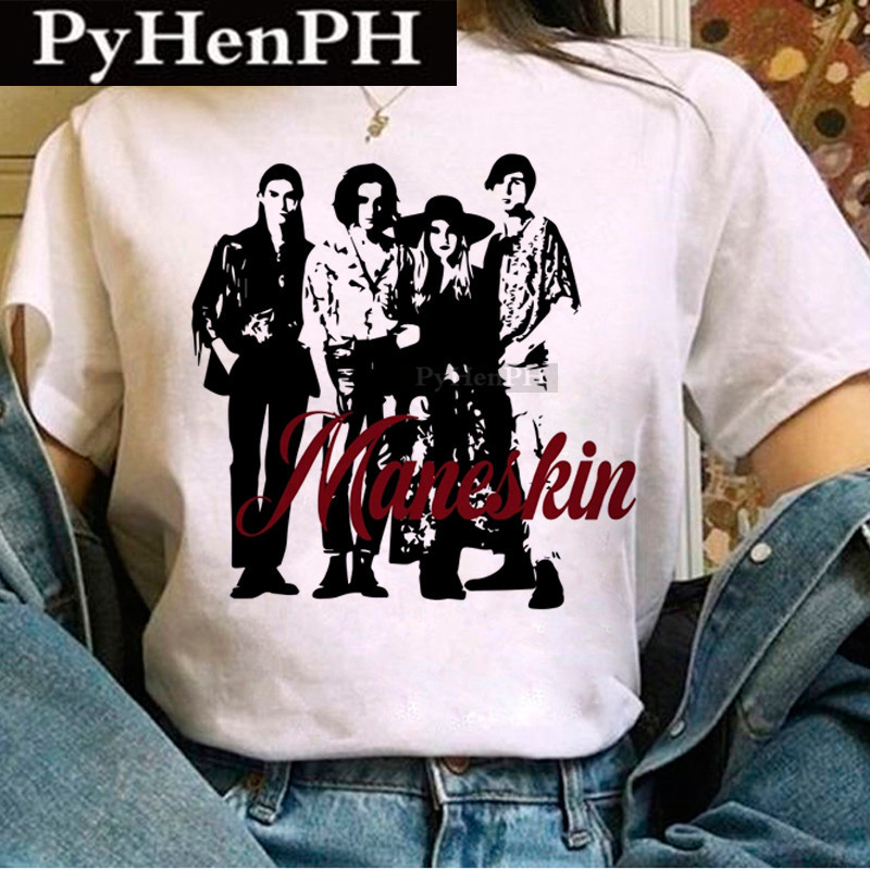 2021年夏季流行意大利摇滚乐队MANESKIN印花男女情侣短袖T恤学生