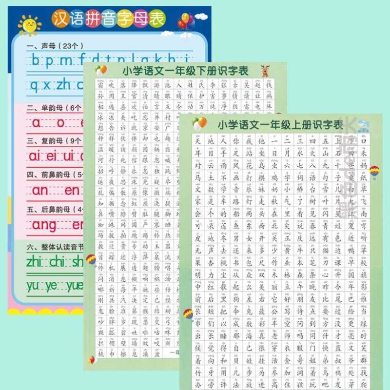 汉语韵母墙儿童幼小训练贴画挂图表个声母一年级拼音字母26衔接
