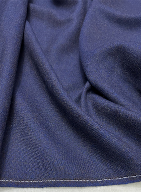 订单尾货加厚蓝色紫色交织精纺纯羊毛混色花呢羊毛面料设计师布料