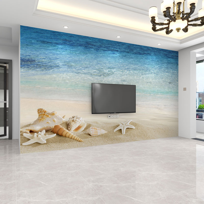 墙纸3d立体现代北欧海洋电视背景墙壁布客厅壁画沙发墙布卧室壁纸