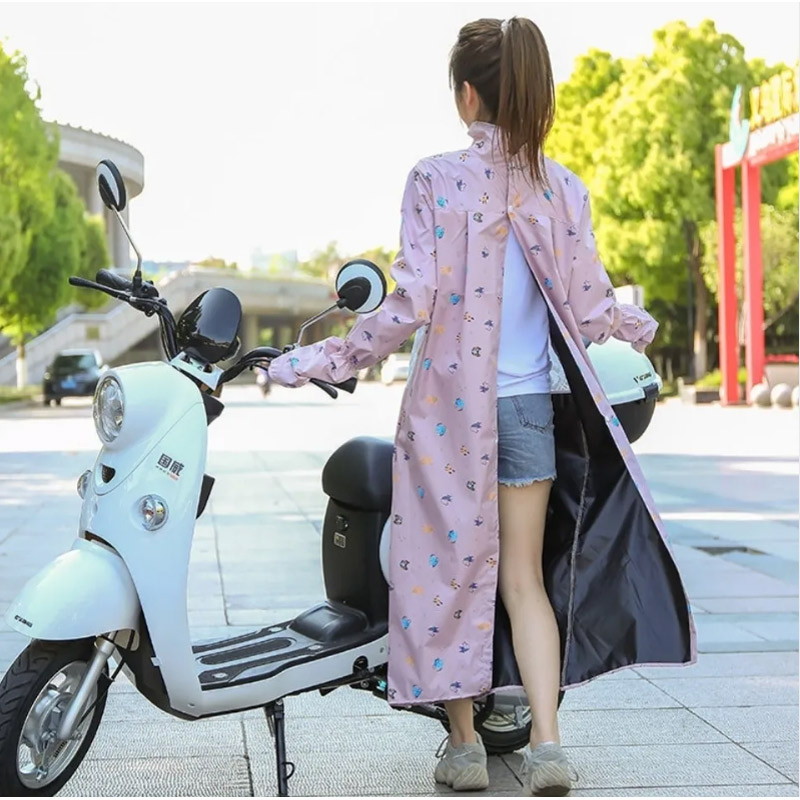 厂家热天开摩托车的防晒衣加长款专用新款骑电动车服夏季女全身紫