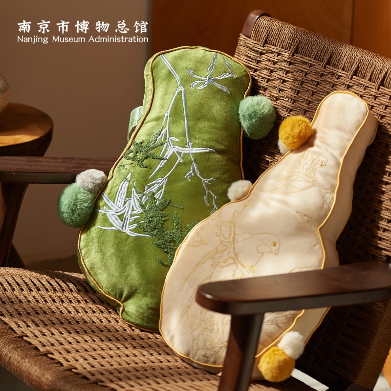 南京博物馆文创端午礼盒福禄平安抱枕沙发客厅靠枕新中式刺绣梅瓶