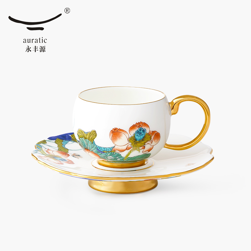 永丰源 幸福和鸣 2头杯碟(180ml) 陶瓷茶杯 咖啡杯子茶杯碟带手柄
