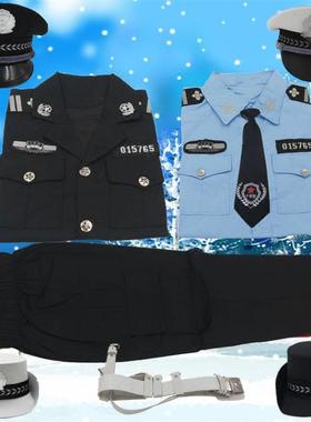 儿童圣诞节服装警察服警官服男外套衬衫长袖黑猫警长衣服交警制服