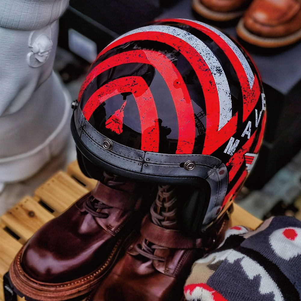 意大利碳纤维头盔复古4分之3盔哈雷宝马凯旋踏板通用摩托车安全帽