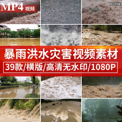 大暴雨洪水自然水灾害城市内涝道路淹没积水抗洪恶劣天气视频素材