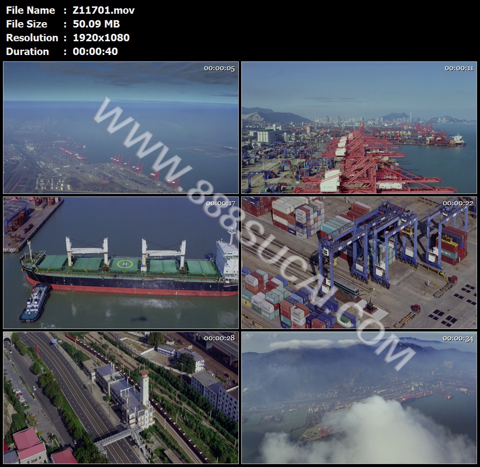 连云港码头港口航拍集装箱货轮火车航拍高清实拍视频素材