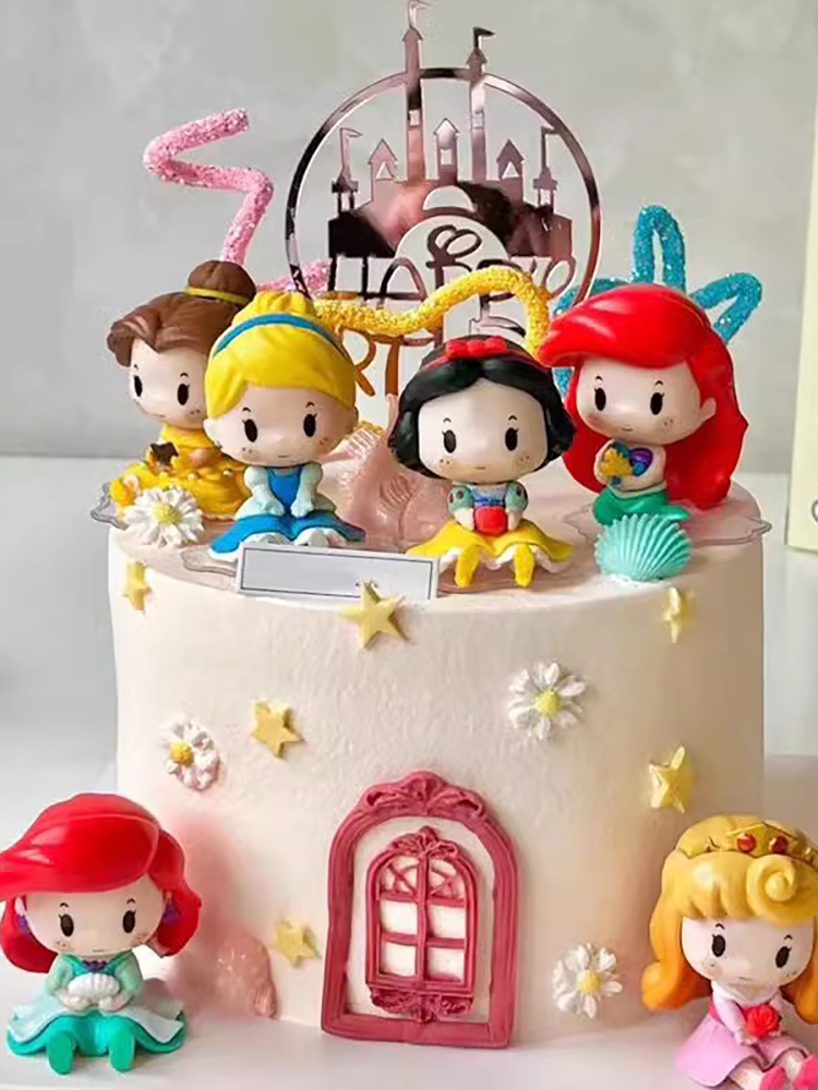 烘焙儿童Q版卡通公主白雪女孩生日翻糖蛋糕烘焙装饰摆件甜品台