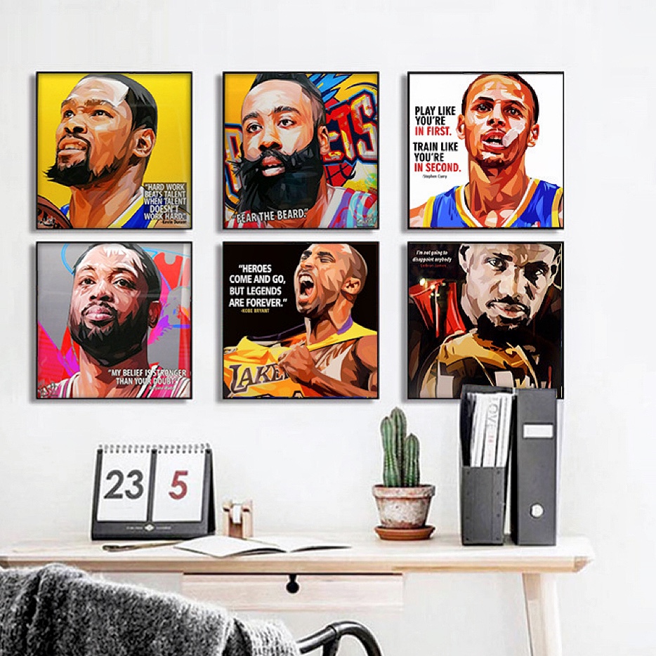 波普风篮球装饰画科比乔丹詹姆斯NBA球星挂画卧室客厅背景墙壁画