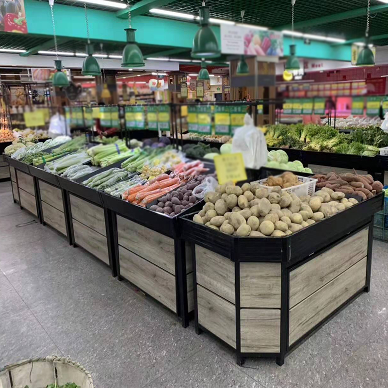 生鲜超市永辉款蔬菜水果货架商场不锈钢多功能平堆菜市场改造展柜