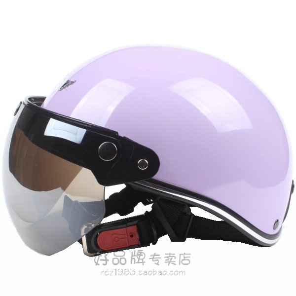台湾EVO紫色哈雷电动摩托车头盔安全帽男女防晒紫外线四夏季