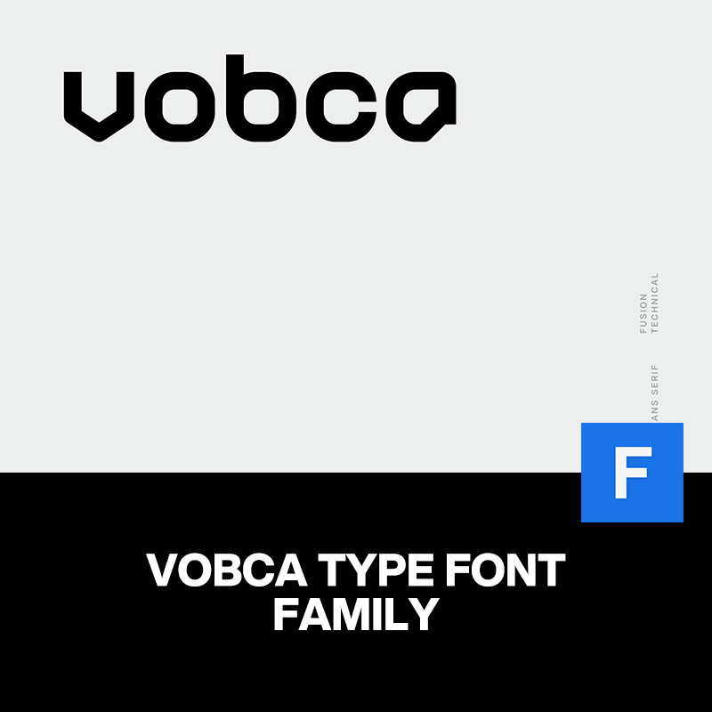3款Vobca创意时尚机能科技品牌logo广告海报封面标题圆角英文字体