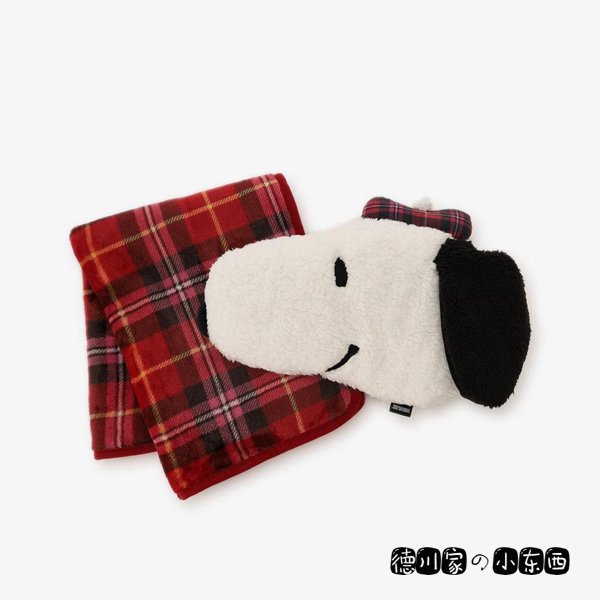 日本代购 Snoopy 头像 可爱 卡通 毛绒公仔 抱枕 空调毯 膝盖毯