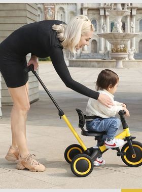 三合一儿童三轮车多功能脚踏车手推车宝宝平衡自行车轻便遛娃神器