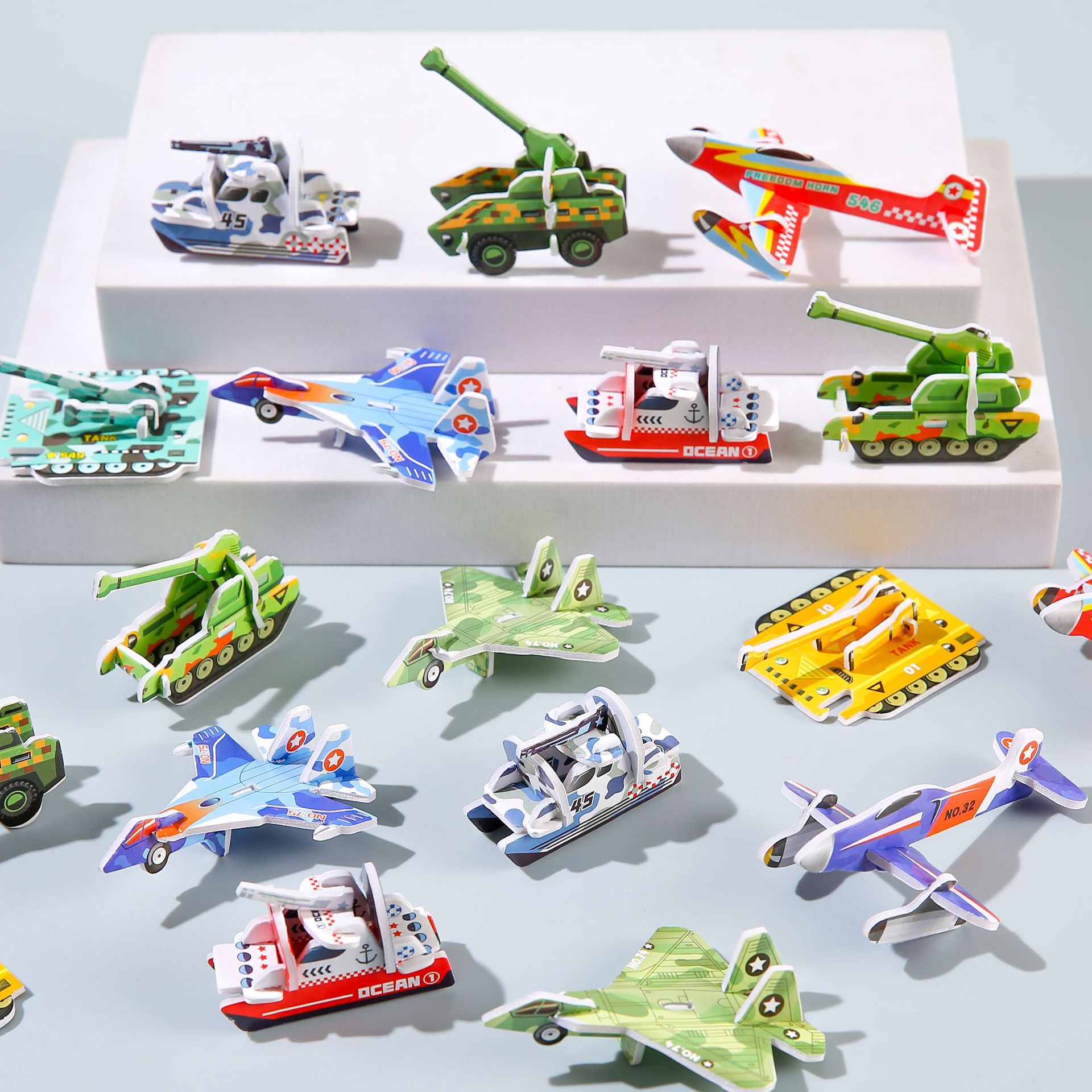 3D飞机坦克立体拼图纸质儿童创意DIY幼儿园早教手工拼装益智玩具