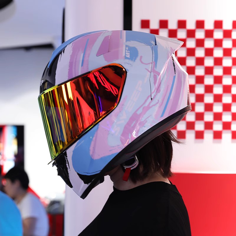 SWEEP头盔摩托车头盔女个性碳纤维防雾机车全盔男大尾翼四季通用