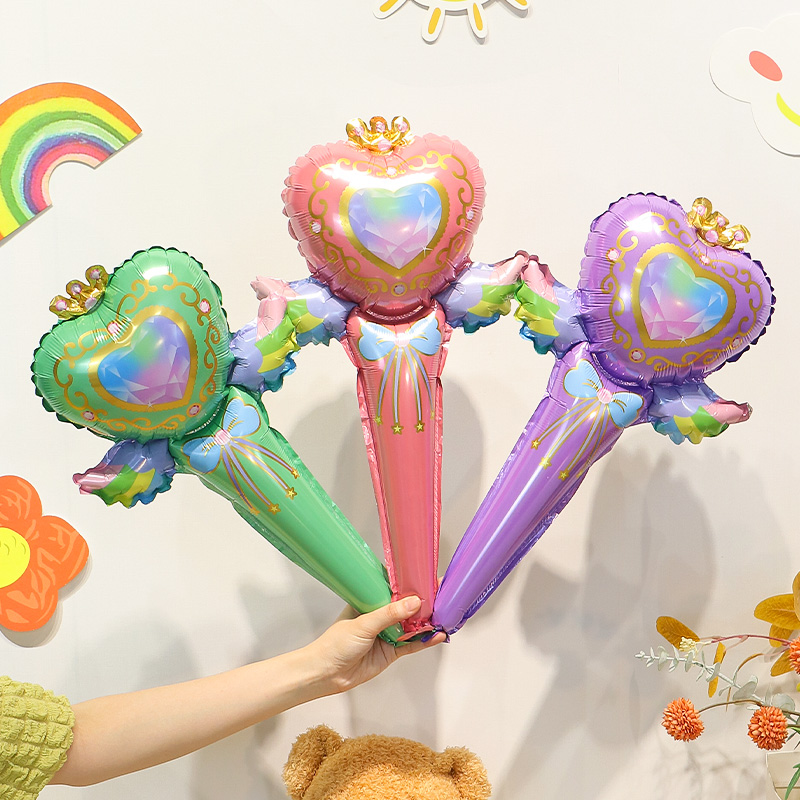 儿童节小仙女手持棒卡通气球宝宝生日派对装饰幼儿园学校活动布置