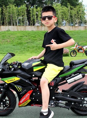电动越野趴赛儿童摩托车汽油版加油儿童车3岁以上迷你小跑车机车