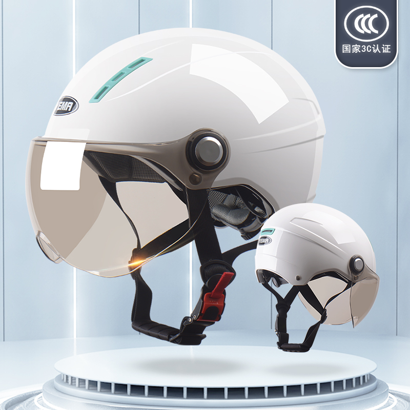 3C认证野马夏季电动车头盔男女通用半盔防晒防紫外线摩托车安全帽