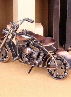 创意纯金属摩托装饰品工艺品铁艺大号摩托车模型摆件男生礼物包邮