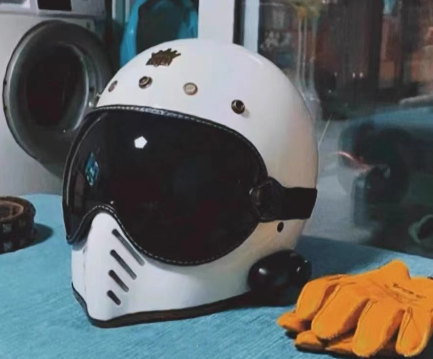 摩托车头盔护目镜绑带moto3复古全盔防风镜防晒时尚ROYAL泡泡镜片