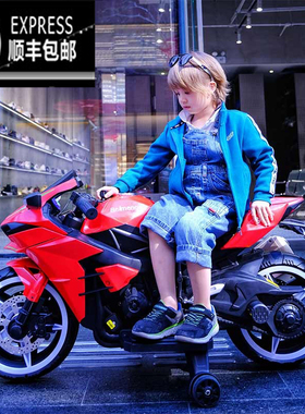 儿童电动摩托车川崎新款超大2-10岁男女宝可坐两人越野电瓶车机车