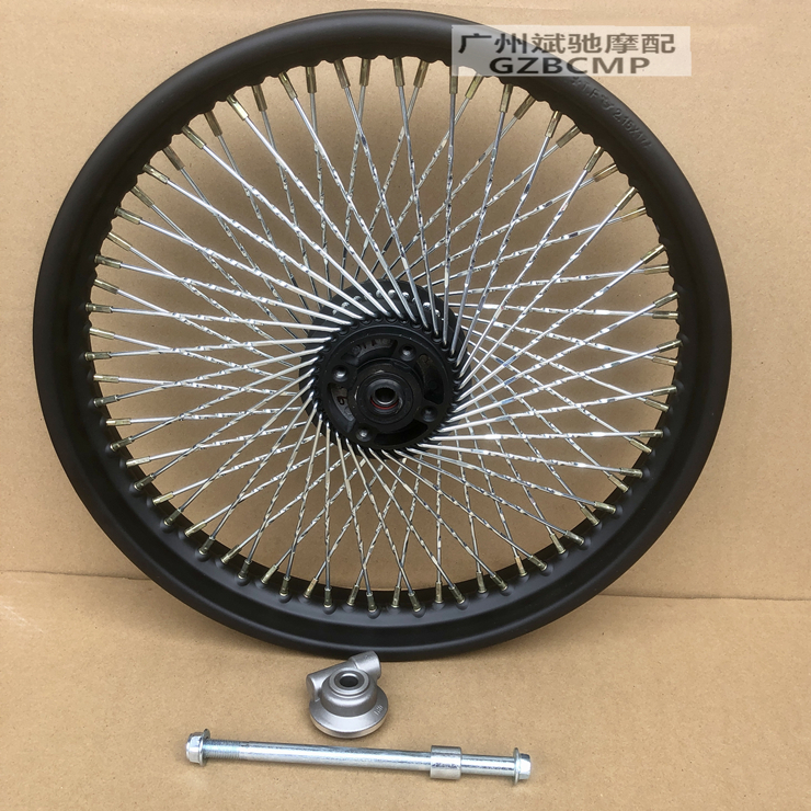 摩托车毂GN改125太子轮圈轮丝复古装加密钢辐条加宽黑597色前后轮