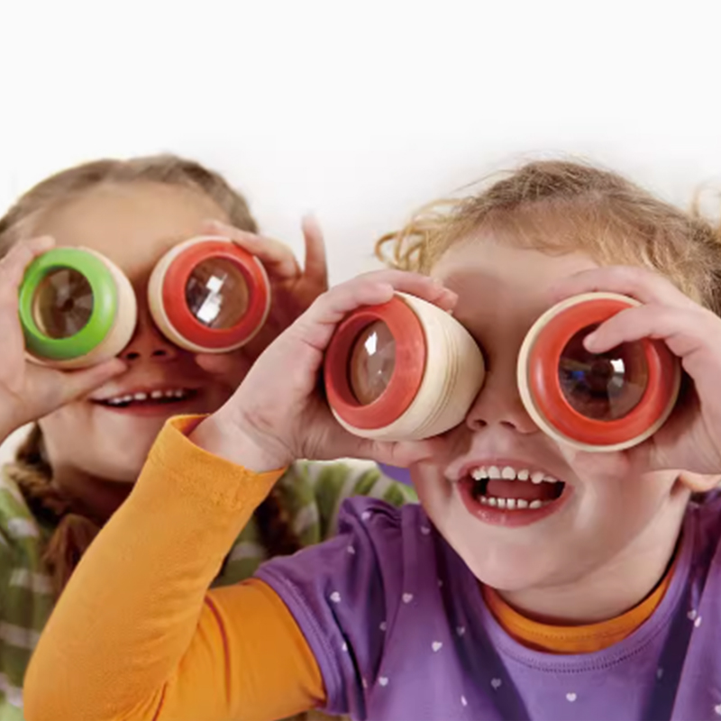 Hape蜂眼万花筒儿童百变多棱镜木质宝宝益智玩具幼儿园科学实验