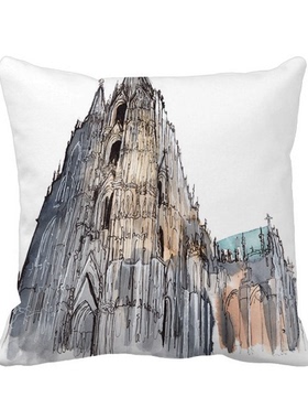 德国科隆主教座堂标志性建筑物方形抱枕靠枕沙发靠垫双面含芯礼物