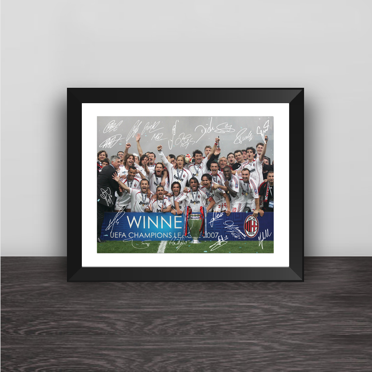 AC米兰2007年欧冠夺冠全家福照片墙因扎吉实木家居装饰相框桌摆台