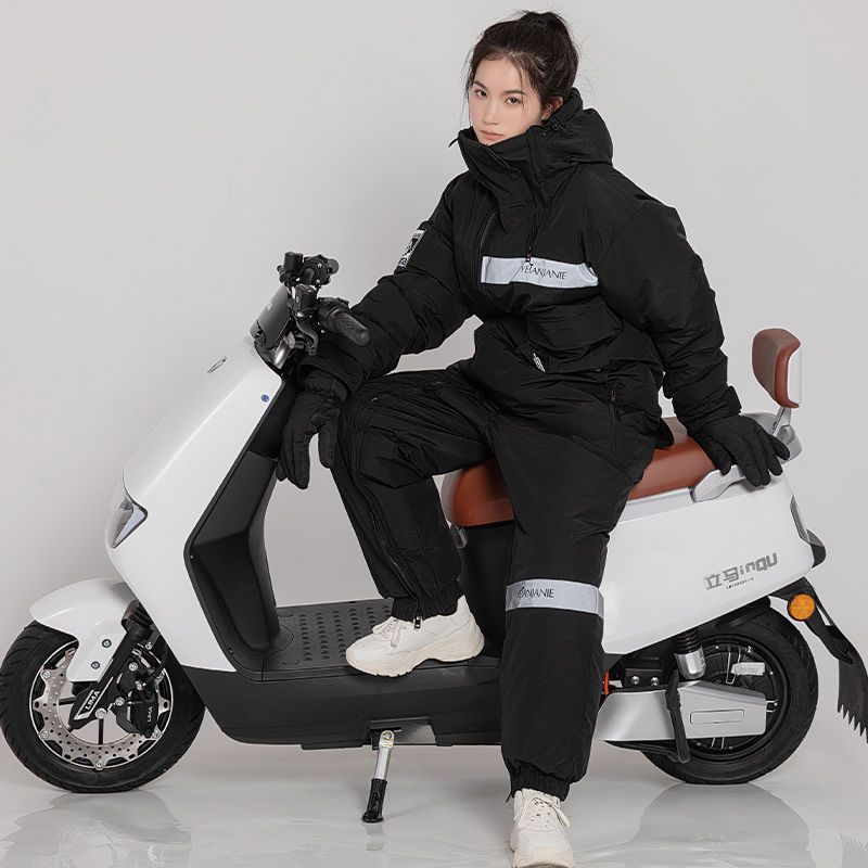 电动车摩托车跨骑挡风被冬季加绒加厚防风防水防寒服保暖连体挡风