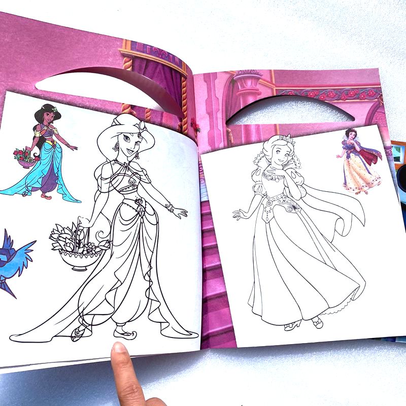 白雪公主简笔画涂色涂鸦本图画本学绘画书幼儿童描画填色册送彩笔
