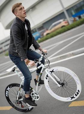 自行车超快超轻实心胎轻便网红24寸26寸公路赛车大人学生男女单车