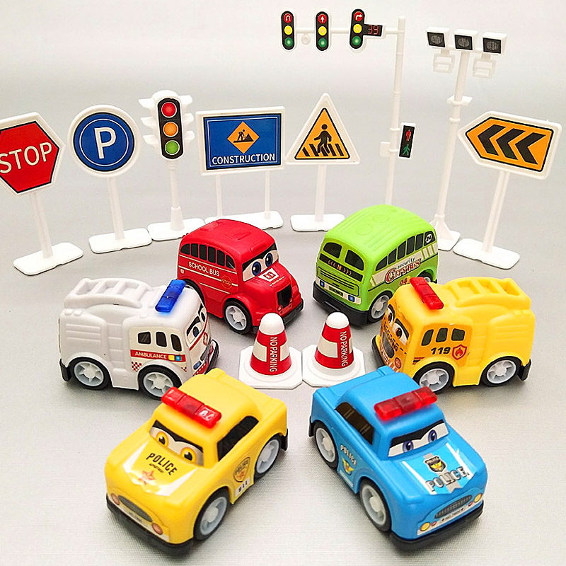 宝宝玩具车小汽车小号工程车套装回力惯性儿童各类迷你卡通车男孩