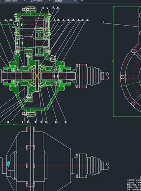 吉利极氪001电动轿车驱动桥设计2D图机械CAD+说明素材