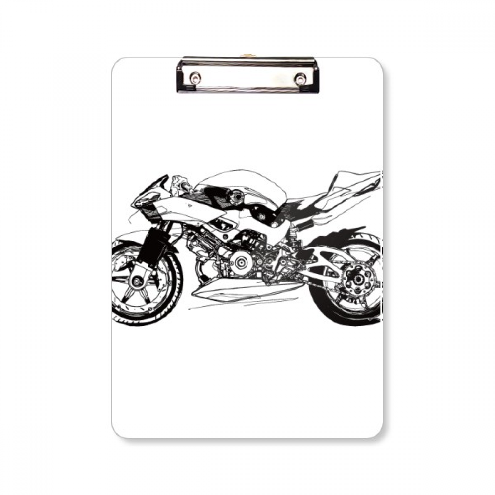 摩托车机械纹样插画平头文件夹书写垫板考试A4板夹纸夹子
