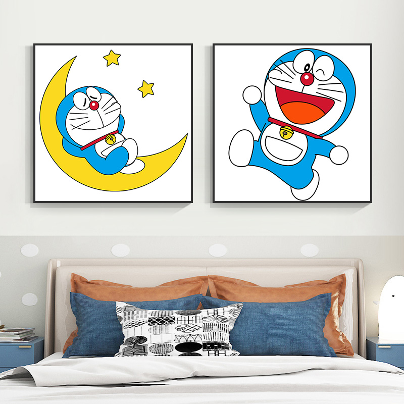 哆啦A梦卧室床头挂画潮流卡通儿童房装饰画动漫叮当猫机器猫壁画