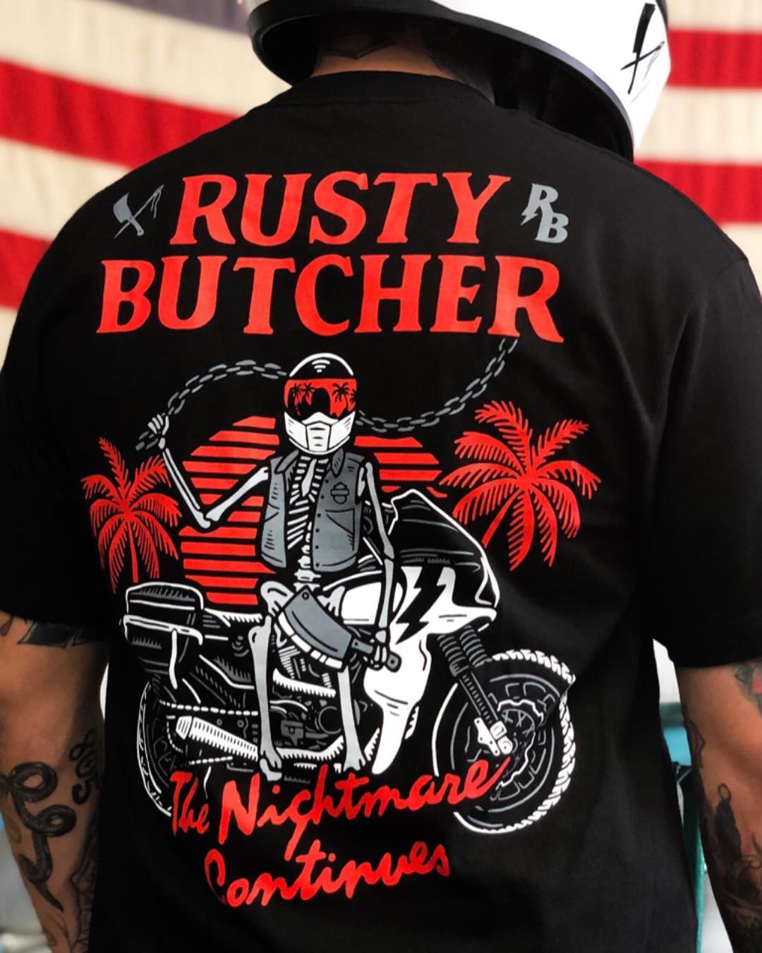 哈雷T恤RustyButcher生锈屠夫摩托骑行ds改装风格短袖持续梦魇