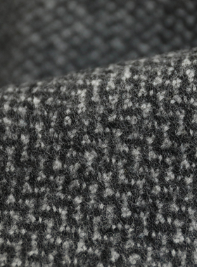 意大利进口温润舒适黑白波浪纹交织粗纺纯羊毛面料设计师外套布料