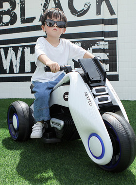 贝多奇儿童电动摩托车可坐人宝宝三轮车婴儿双驱电动车男孩玩具车